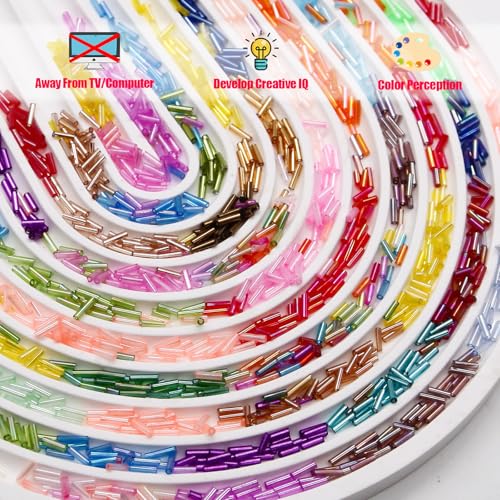 EuTengHao 9600Pcs Tube Beads Kit 7mm Glass Bugle Seed Beads for Jewelry Making Embroidery & Home Decoration (32 Vibrant Colors) - size: 7MM