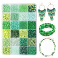 24 Grid Green Glass Seed Bugle Tube Beads Kit for Jewelry Making DIY Craft - color: green, size: 24 Grid