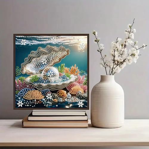 ZQEATRY Shell Pearls Special Shape Diamond Art Kits for Adults,5D Diamond Painting Kits for Beginner,DIY Diamond Crystal Rhinestones Gem Art Kits for Home Wall Decor 11.8 X 11.8inch - color: XJ121