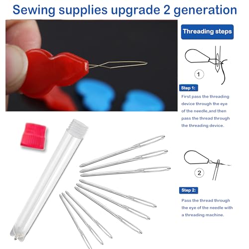 ORRDICE Large-Eye Blunt Needles, Stainless Steel Yarn Knitting Needles, Sewing Needles, Crafting Knitting Weaving Stringing Needles, Perfect for Finishing Off Crochet Projects(9 Pieces) - color: 9 PCS