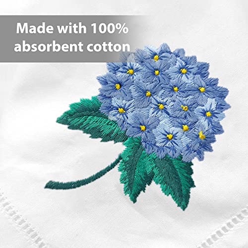 HCRAFT Embroidered Table Napkin, Flower Hydrangea Cloth Napkins Set 4 18x18 - color: Hydrangea
