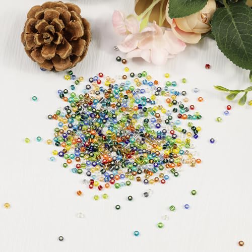 Size 3mm Glass Seed Beads About 6800pcs in Storage Box, 8/0 Small Craft Seed Beads for Bracelet,Earring,Jewelry Making (280Pcs Per Color, 24 Colors) - color: 24-b