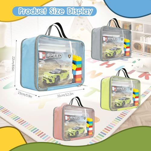 4-Pack Large Toy Storage Bags, Mesh Travel Bag for Board Games Storage - size: Double compartments