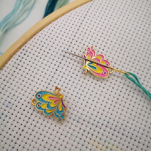 Beautiful Butterfly Needle Minder Magnetic for Cross Stitch, Pink and Blue Butterfly Needle Holder for Embroidery Needlework, Needlework Accessories（2 PCS）