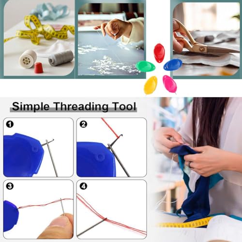 20 PCS Home Needle Threader, Fits All Needle Sizes, Simple Wire Loop Tool DIY Threader for Hand or Machine Sewing & Crafting with Case, 5 Colors