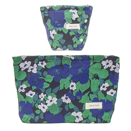 getgto 2 Pcs Makeup Bags, Large Cosmetic Bag Travel Toiletry Bag - color: Dark Blue
