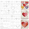 ORIGACH 4 Sheets 66 Pcs Water Soluble Embroidery Patterns Stabilizers - Pre-Printed Love Heart Designs - Stick & Stitch Embroidery Paper for Hand Sewing Lovers - color: Love Heart