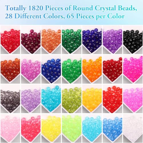 PAXCOO 1820Pcs Crystal Acrylic Beads Faceted Bicone Gem Beads for Jewelry Making (6 MM) - size: 6 MM