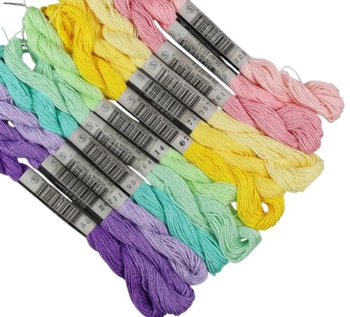 KCS 328 Yards(300 Meters) Mercerized Pearl Cotton Crochet Needlepoint Thread,Size 5, 12 skeins,Mixed Color 10 - color: 12color10, size: 12 skeins
