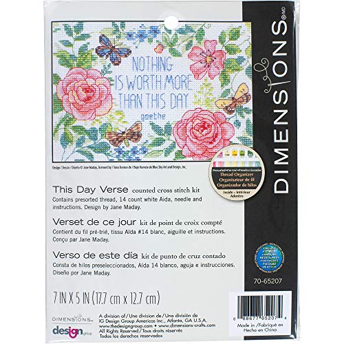 Dimensions 70-65207 This Day Verse Counted Cross Stitch Kit, 14 Count White Aida Cloth, 7'' x 5''