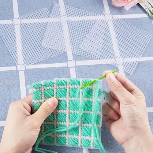 Caydo 2 Pieces 7 Count Plastic Mesh Canvas Sheets for Embroidery - color: Clear White - 2pcs