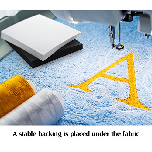 200 Sheets Tear Away stabilizer for Embroidery Backing Precut Sheets Black White Fabric Stabilizer for Machine Embroidery Hand Sewing Hoops Quilting, Weight 2.1 oz(8 x 8 Inch)