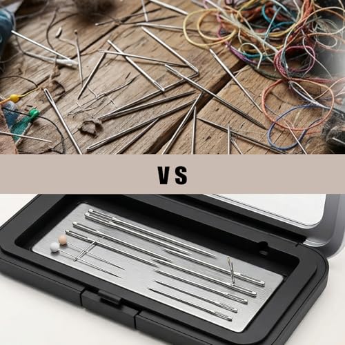 houlishu Magnetic Needle Case, Sewing Organizer with Clear Lid, Portable Storage Box for Embroidery Knitting Craft Thread Needles & Tools