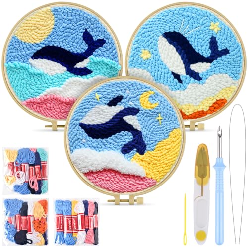 TINDTOP Punch Needle Kits, Punch Needle Embroidery Kits for Adults - color: Whale