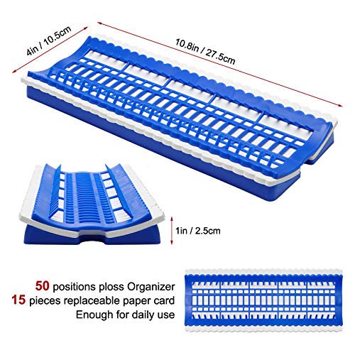 Luxiv 50 Position Embroidery Floss Organizer, Thread Shelf with 15P Card - color: Blue, size: 50 Positions