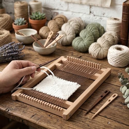 4pcs Tapestry Needles, Ymapinc Ergonomic Two-Eyed Yarn Weaving Needle, Multipurpose Nalbinding Needle for Knitting/Crochet, Walnut Wood Weaving Tools/Accessories