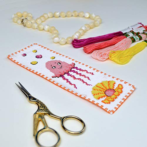 Povitrulya Counted Cross Stitch Kit 'Jellyfish' - DIY Embroidery Bookmark Under the Sea - color: JellyFish