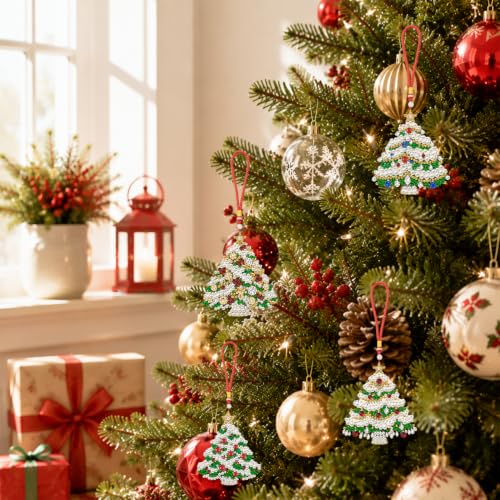 Aeepics Hanging Diamond Art Kit for Adult Mandala, DIY Diamonds Painting Pendant Ornament Kit, Acrylic Diamond Art Painting Board Kit (Christmas Tree) - color: Christmas Tree