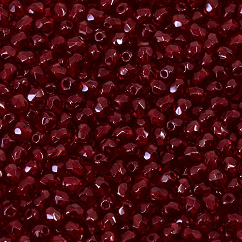 100 pcs Faceted Fire Polished Pressed Czech Glass Beads 3mm (0.12in), Bohemian Dark Ruby Red - 90100 - color: Ruby Red