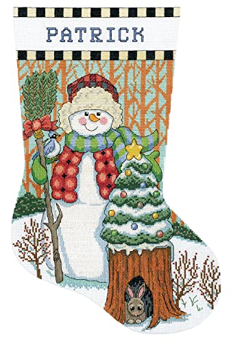 Design Works Crafts Woodland Snowman Counted Cross Stitch Stocking Kit, By the yard