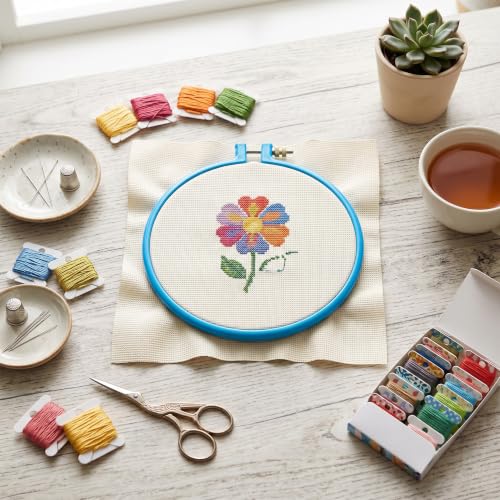 GLOGLOW 5 Inch Plastic Embroidery Hoop, Adjustable Tension Screw - size: 5in