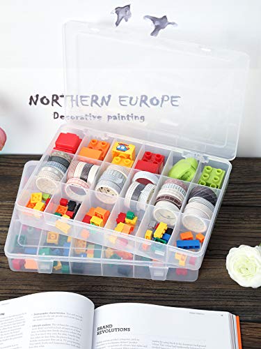 UHOUSE 2 PCS Clear Plastic Organizer Box，18 Grids Bead Storage Bins