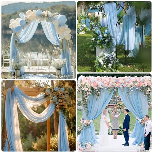 Wedding Arch Draping Fabric 1 Panel Baby Blue Sheer Backdrop Drapes - color: Baby Blue, size: 1 Panel