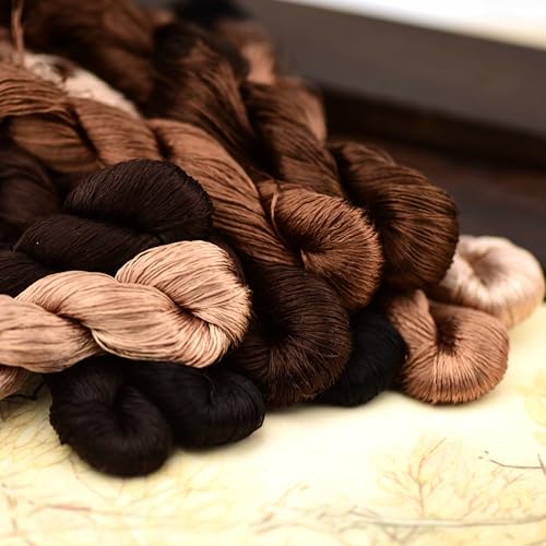 Natural Silk Thread – 10 Coffee Tones, 110m Each, Handmade Silk Embroidery Floss for Hand Embroidery, Cross-Stitch, and Fine Needlework Projects（06） - color: 06