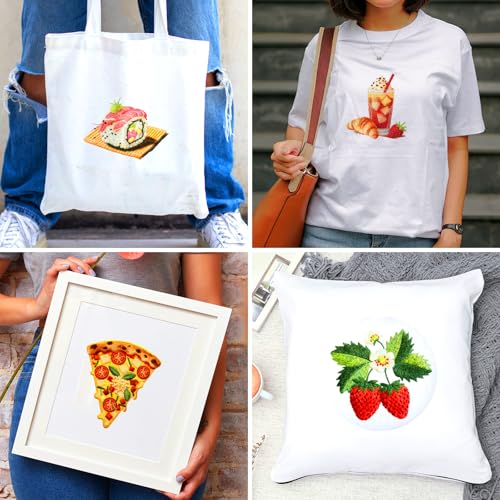BEUNITONE 4 Set Strawberry Embroidery Kit with Hoops for Adult Beginners - style: D-Food