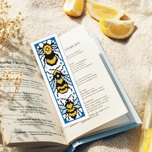 ORIGACH 6 Set Bees Cross Stitch Bookmark Kit for Beginner - style: Bees