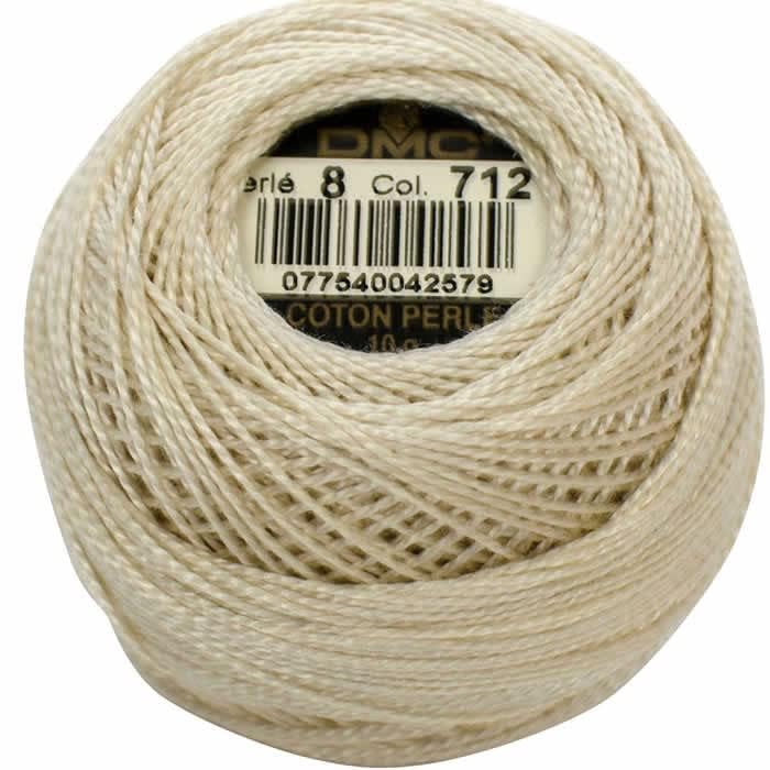 3 Counts DMC 116/8 Pearl Cotton Thread Balls (Black,White,Cream) - Black(310) Bundle with DMC Pearl Cotton Ball White (Blanc) and Cream (712), Size 8, Length 87 Yards, Inceler Supplies