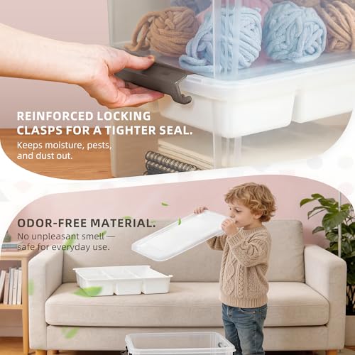 17 Qt Craft Organizers and Storage with Removable Tray and Divider, Clear Craft Storage Box, Stackable Art Supply Organizer for Painting, Coloring Book & Playdoh Storage, 1 Pack - size: 17 Qt - Tray