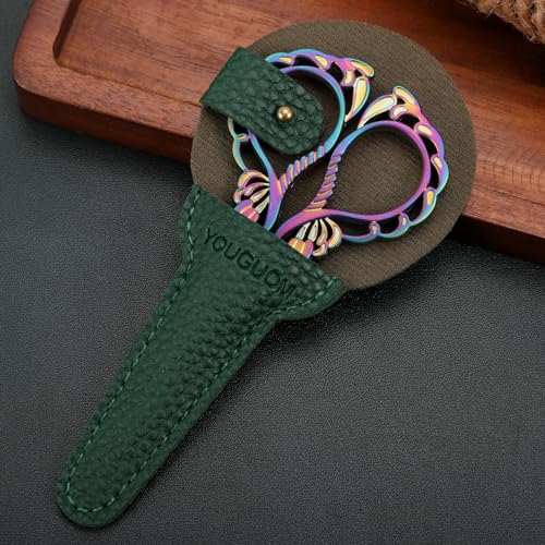 YOUGUOM Embroidery Scissors with Cover, Sewing Crafting Shears - color: Rainbow