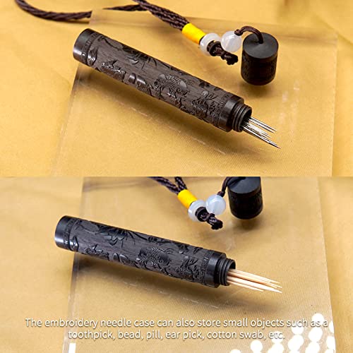 Yuchew Needle Case Sewing Needle Holder 2 Packs Portable Wooden Embroidery Needle Case Needle Tube Keeper Container for Storage Tapestry Cross Stitch Leather Darning Needle, Toothpick, Pill (Carp) - color: Carp