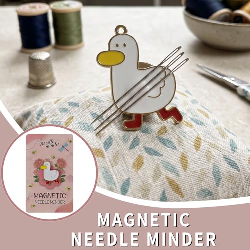 Cute Cartoon Duck Magnetic Needle Minder 1Pack Strong Non-Slip Magnet Holder Cross Stitch Embroidery Sewing Accessories White