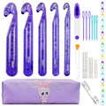 43 Pcs Large Crochet Hooks Set,12mm 15mm 18mm 20mm 25mm Large Crochet Hooks for Chunky Yarn,Plastic Crystal Smooth Big Crochet Needles for Handmade DIY Crochet with Storage Bag - color: Purple
