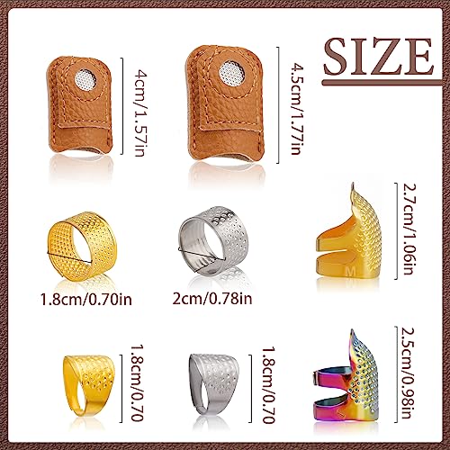 33PCS Sewing Thimble Set, Adjustable Metal & Leather Finger Protectors - color: 33PCS