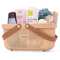 Brookstone Modern Large Portable Shower Caddy with Soft Silicone Carrying Handle, Bathroom Organizer Basket, Plastic Bath Tote and Shower Organizer, Quick Dry Drainage Holes, BPA Free, Blush - color: Blush / Beige