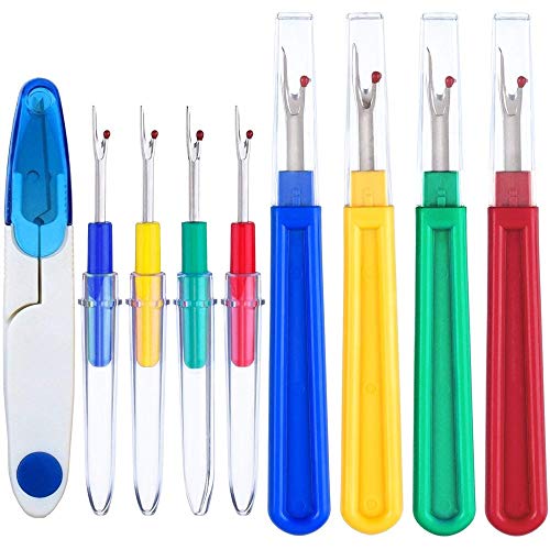 Onwon 8 Pieces Seam Rippers with 1 Piece U Scissors, 4 Big and 4 Small Handy Stitch Ripper Sewing Tools, Thread Remover Kit for Removing Unwanted Hems and Seams
