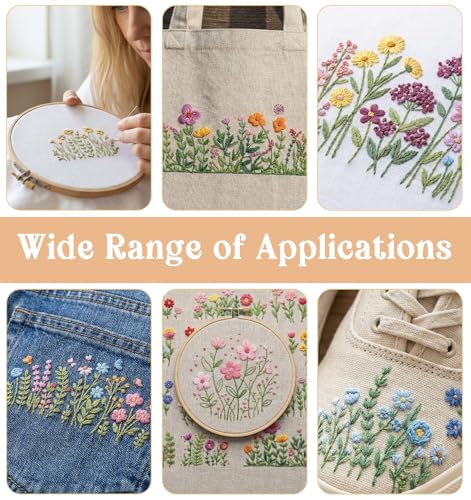 25PCS Embroidery Transfer Patterns, 2 Sheets Embroidery Patterns Water Soluble for Hand Sewing Needlework Beginners (11.7 * 8 Inch)