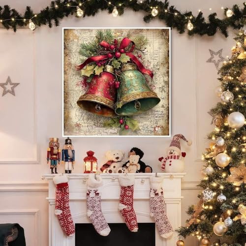 Tiwabb Christmas Bell Stamped Cross Stitch Kits for Adults Beginners - color: Cross Stitch 0725-3