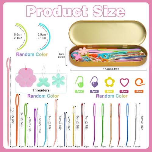 UzecPk 70PCS Yarn Needles, Darning Needles Big Eye Blunt Needles Kit - style: 70PCS
