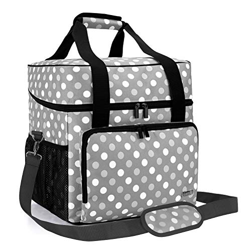 LUXJA Serger Machine Carrying Case with Bottom Wooden Board, Gray Dots - color: Gray Dots