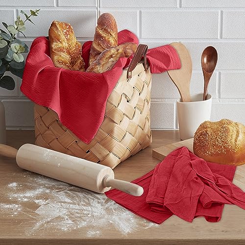 RUVANTI Flour Sack Towels 24 Pack 28”x28”, 100% Cotton Ring Spun – Red - color: Red, size: 24 Pack