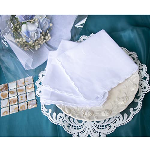 6 Pack of Ladies Embroidery Cotton Handkerchiefs Lace Wedding Hankies - color: E1 New