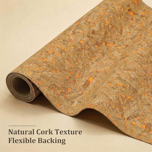 SorenCut Cork Fabric Roll 12.5 x 52 Inch – Mosaic Gold Embellished Cork Leather Fabric for Earrings, Bow Making, Bags, Wallets & DIY Sewing Projects – Vegan Leather Alternative Craft Sheet - color: Yellow 1947