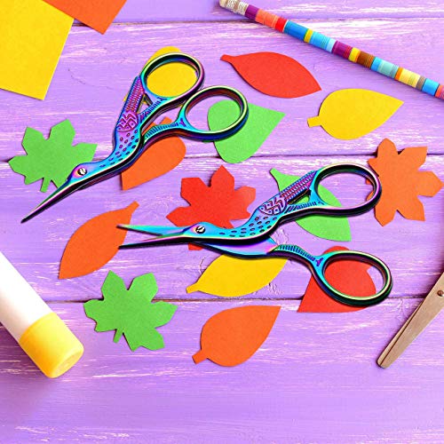2PCS Vintage Stork Shape Sewing Scissors Stainless Steel Scissors - color: Colorful