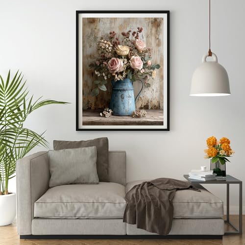 Moohue 14ct Counted Stamped Cross Stitch Kits for Adults Flowers Printed Cross Stitch Patterns Art Crafts Cross Stitch Supplies (Flowers 9) - color: Flowers 9