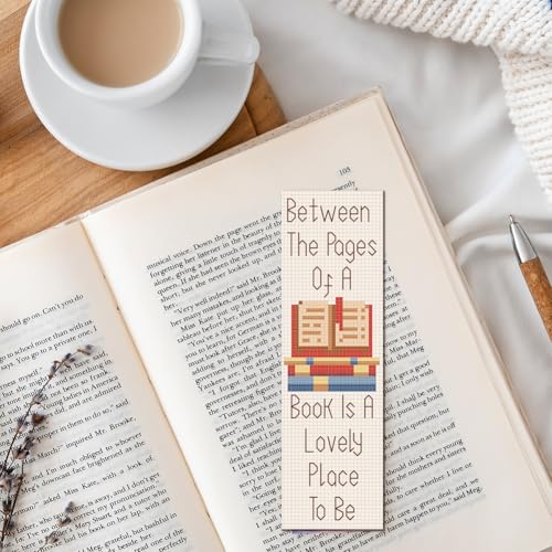 FREEBLOSS 6 Set Cross Stitch Bookmark Kit Books Pattern 6 * 20CM - style: Books Text
