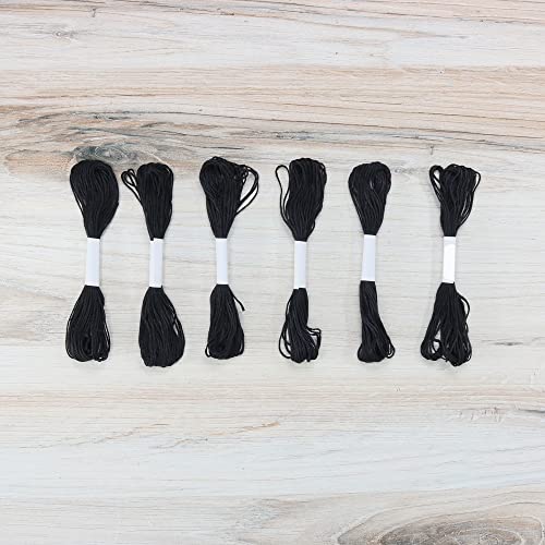 Embroidery Floss Pack – 6 Skeins, 8.7 Yards Each – Black Embroidery Floss for Needlework, DIY Bracelets, Crafting, Weaving - color: Black